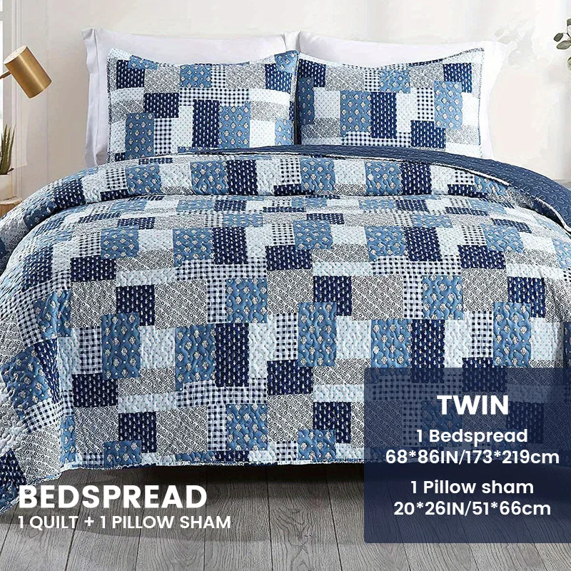 Texstead Ultra Soft Floral Coverlet Bedding Set 3-Piece Patchwork Gray Bedspreads for Hotel or Home Use