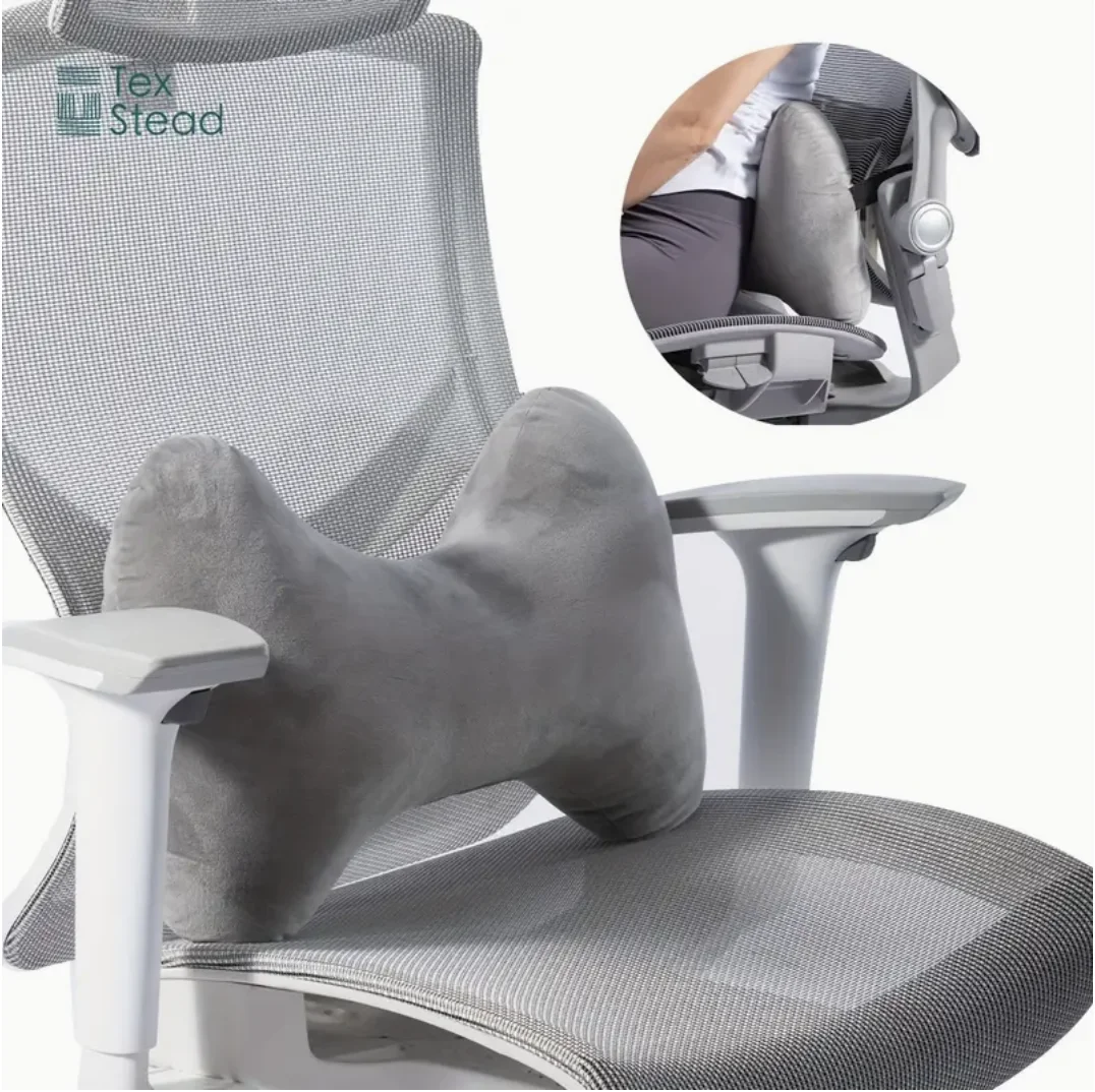 Ergonomic Bone-Shaped Neck & Lumbar Support Pillow -Adjustable Cervical Relief for Home, Office, or Travel -Stain-Resistant Gray