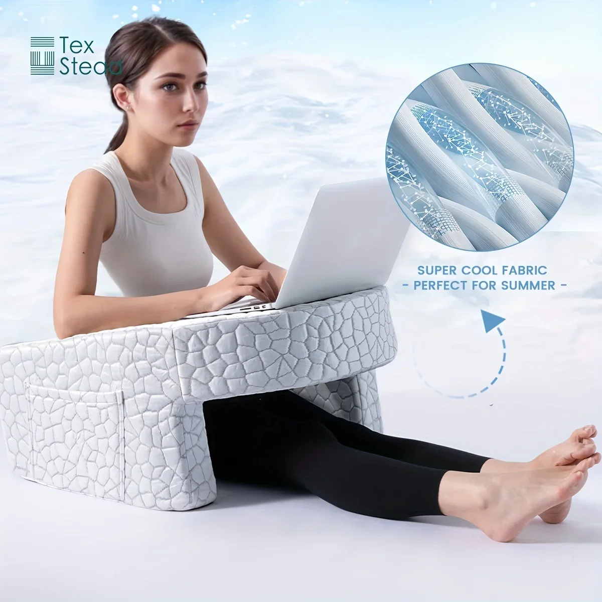 TEXSTEAD Extra Large Memory Foam Reading Pillow Cooling Features for Gaming and Bed Rest Includes 1PC Arm Rest for Adts