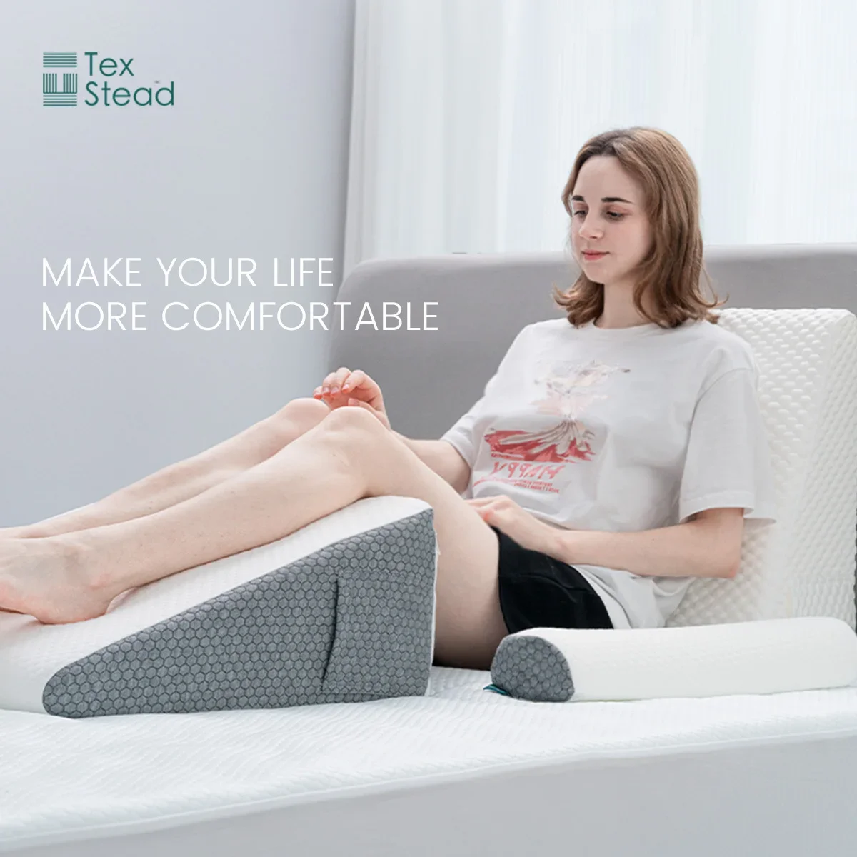 1/2 Pcs Memory Foam Bed Wedge Pillow Neck Pillow for Back Leg and Knee Triangle Pillow With Removable Cover