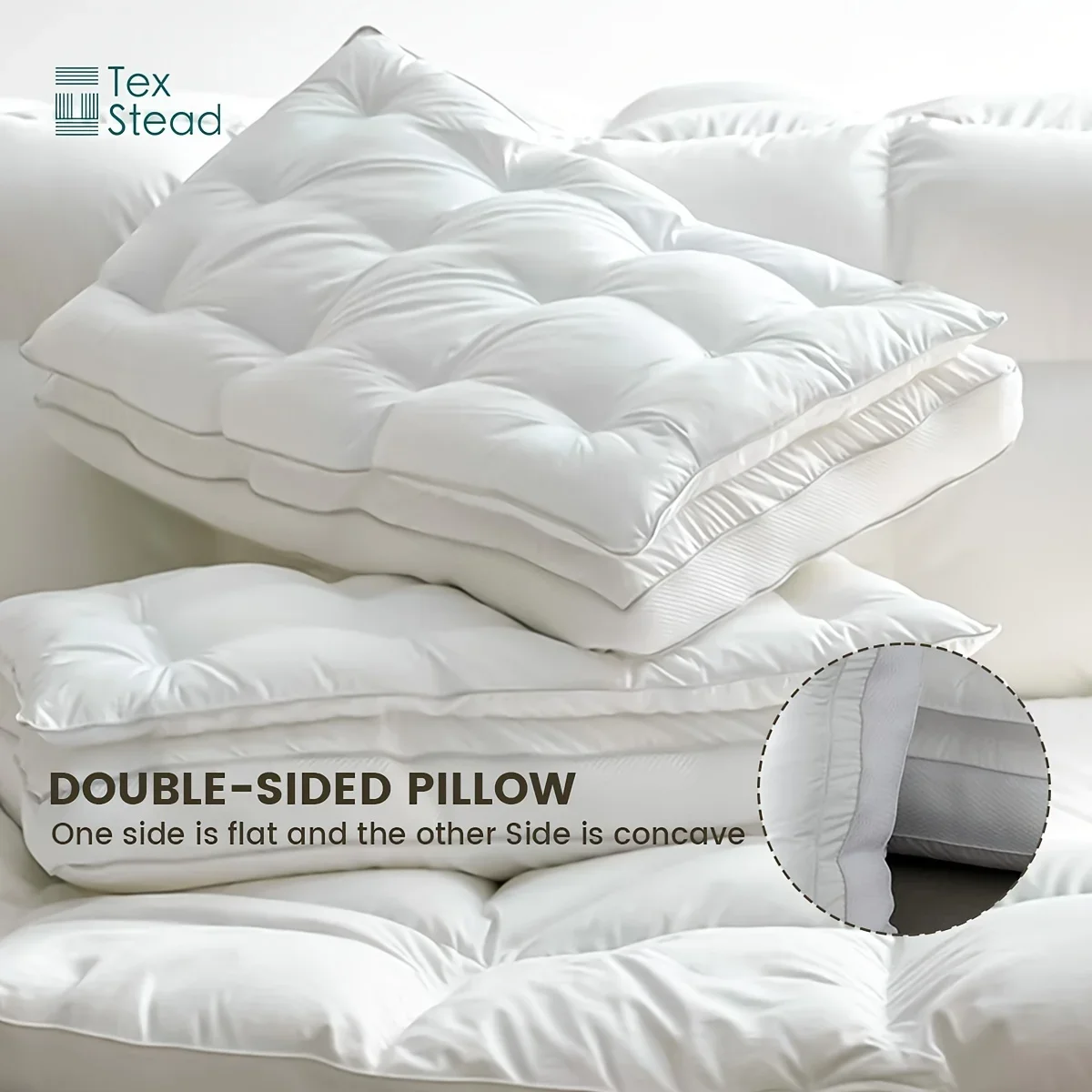 1pc Double Layer Fiber Pillow Hotel Adult Neck Pillow for Back Belly or Side Sleepers Soft and Fluffy White Bed Pillow