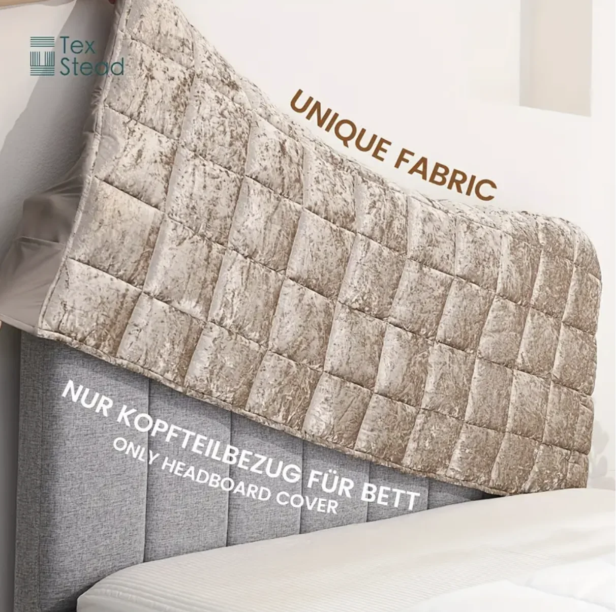 TEXSTEAD Thickened Quilted Headboard Slipcover - Polyester Fiber Filled, Machine Washable, Universal Fit Bed Headboard Cover
