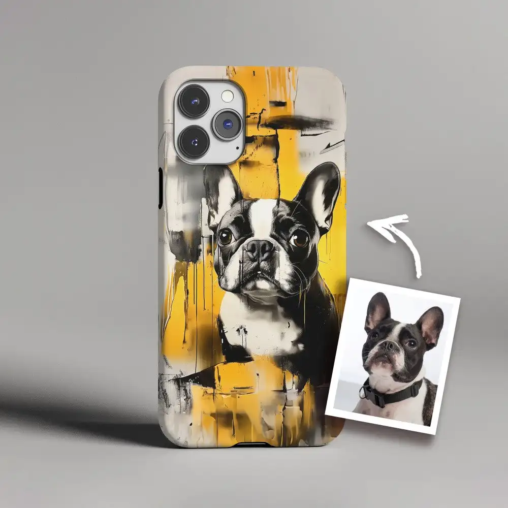 Custom Pet Portrait Graffiti-Black&White Ink Dots Phone Case for iPhone Samsung PC Material Animal Decoration
