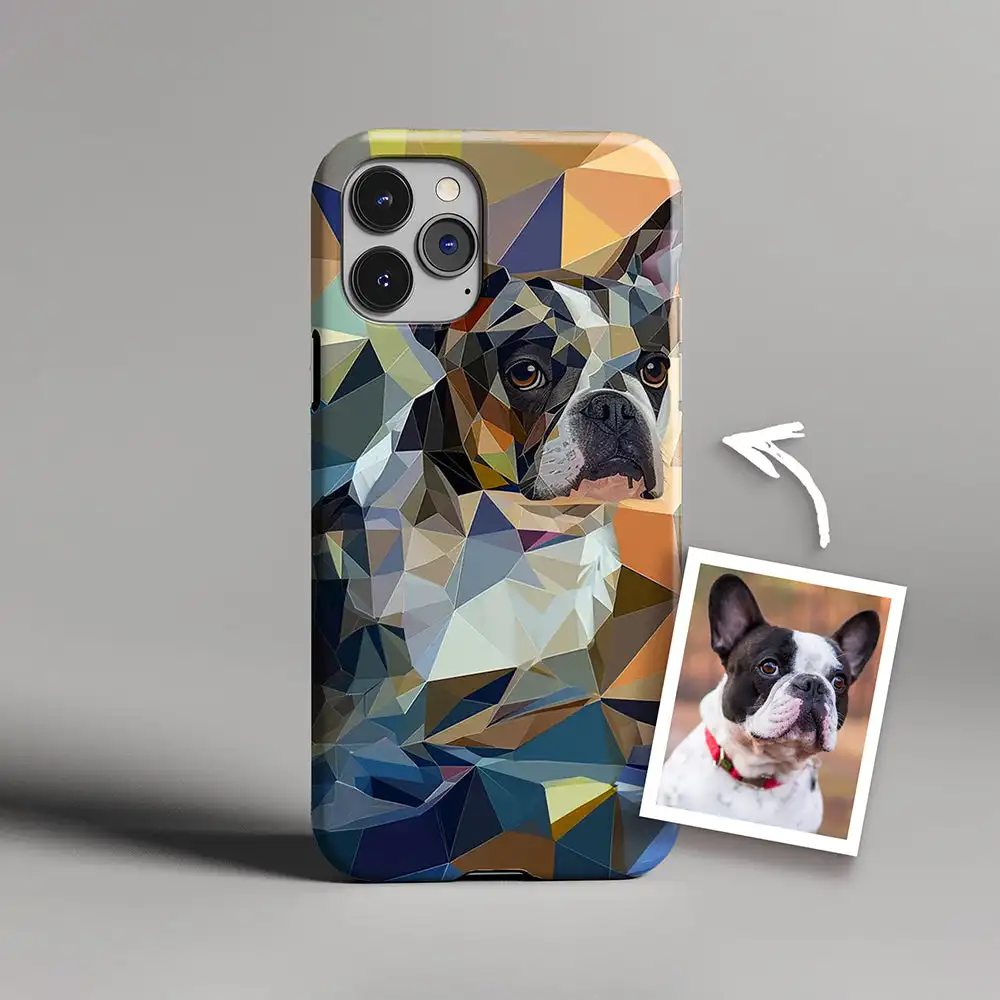 Custom Pet Portrait Cubism Art-Geometry Phone Case for iPhone Samsung PC Material Animal Decoration