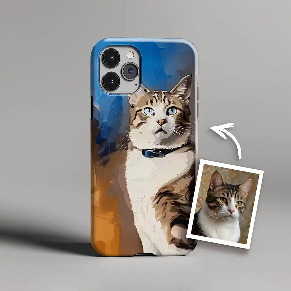 Custom Modern Special Edition Pet Portrait PC Phone Case Protection for iPhone Samsung Flip Design Personal Style