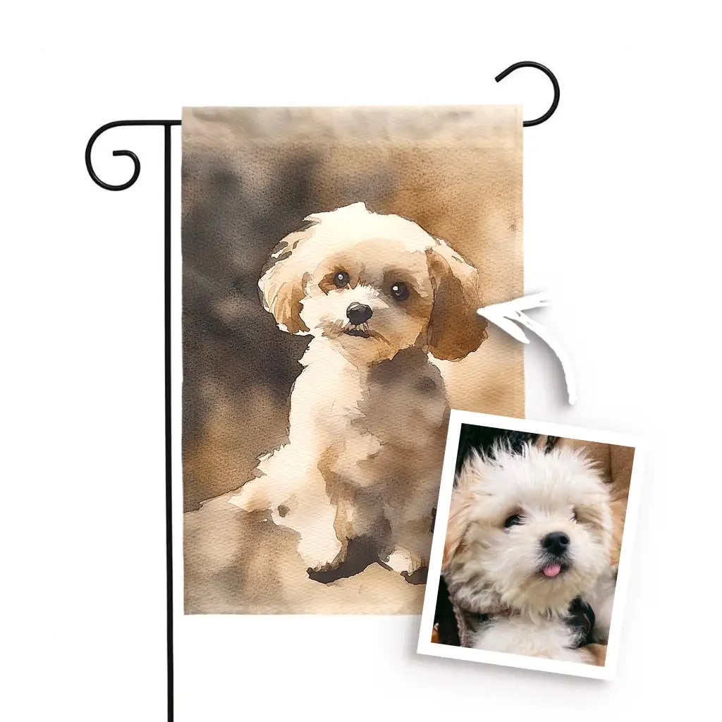 Custom 3D Wall Art Decor Pet Portrait Watercolor Painting Garden Flag Made of Durable Polyester Cloth