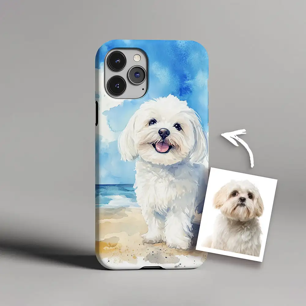 Custom Pet Portrait Beach Pet Phone Case for iPhone Samsung PC Material Animal Decoration