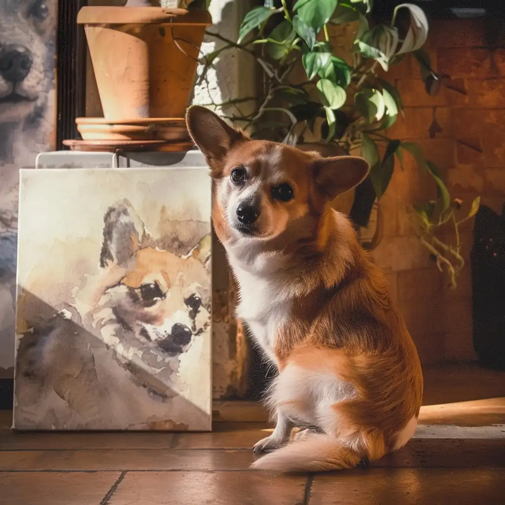 Custom Art Deco Pet Portrait Watercolor 3D Wall Decor Texture Unique Design for Home Decor
