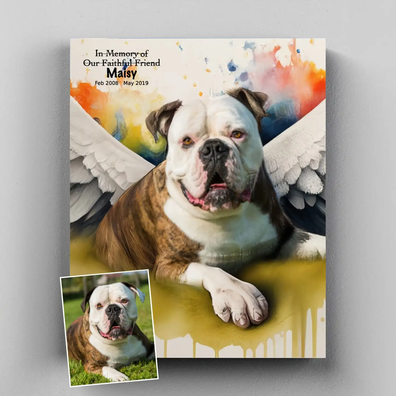 Custom Art Deco Pet Portrait Forever in Our Hearts Wall Decor Texture Portrait