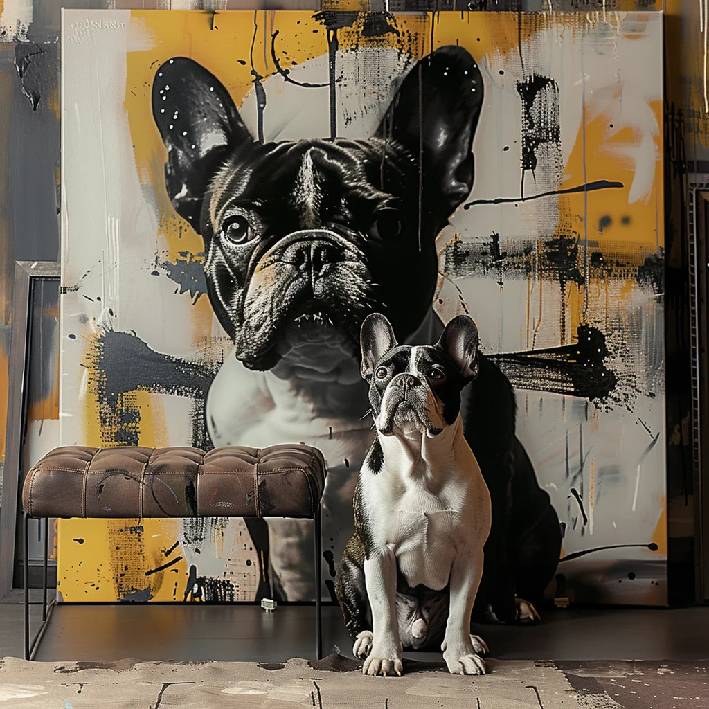 Custom Black & White Ink Dots Texture Pet Portrait Graffiti Wall Art Deco for Home Decoration
