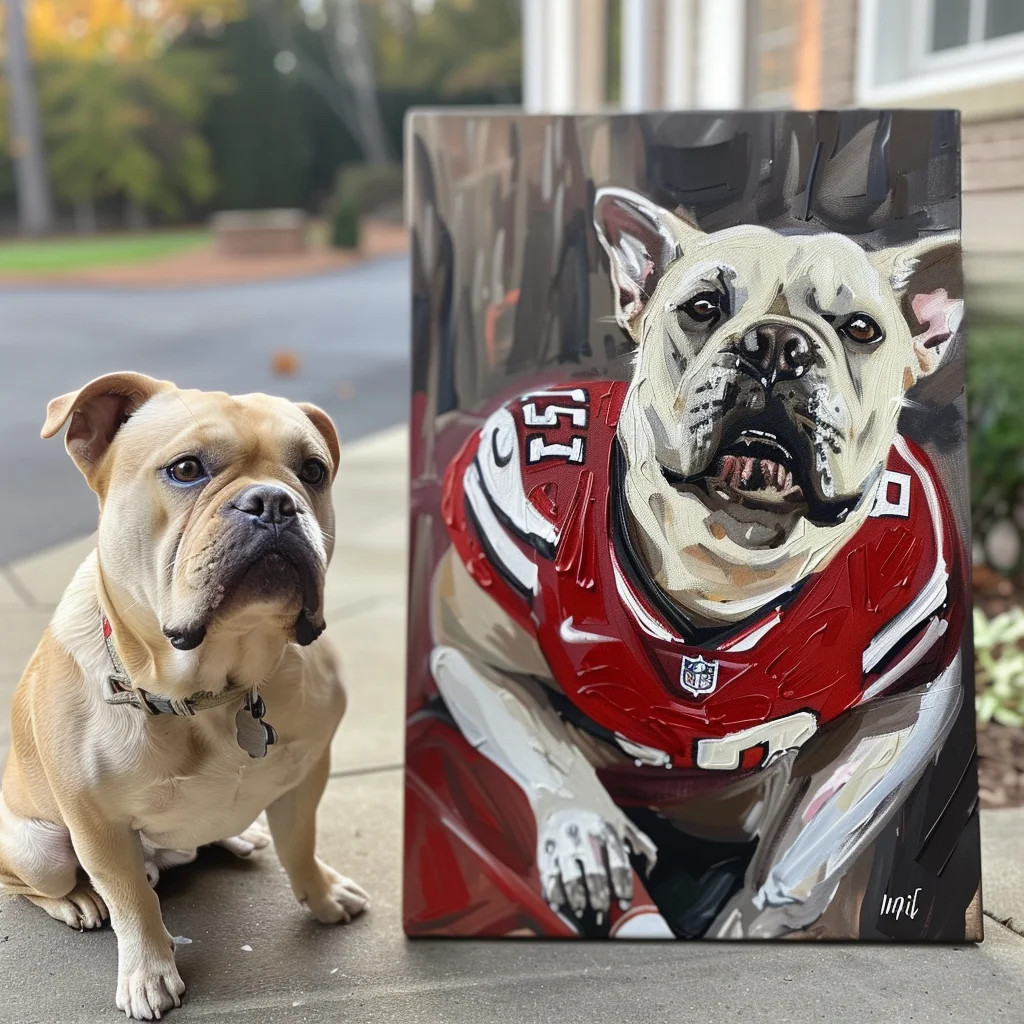 Custom Rugby Player Pet Portrait Art Deco Wall Decor Style Artistic Texture Design for Home Decoration