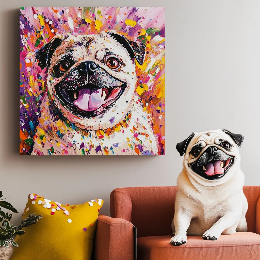 Custom 'Party Popper' Pet Portrait Art Deco Wall Decor Style Special Edition Texture Artwork