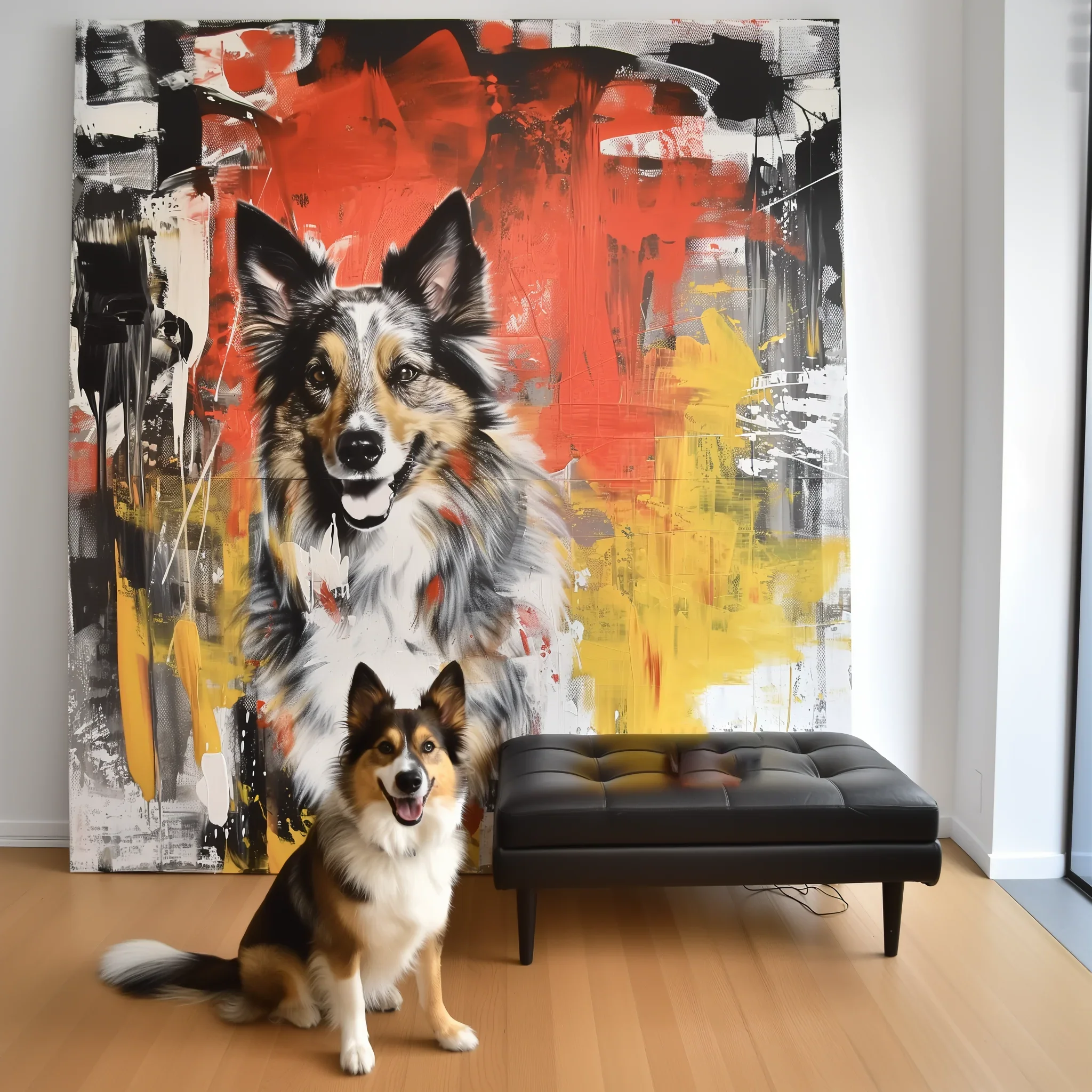 Custom Art Deco Pet Portrait 'The Beast on Fire' Special Edition Texture Wall Art Decoration