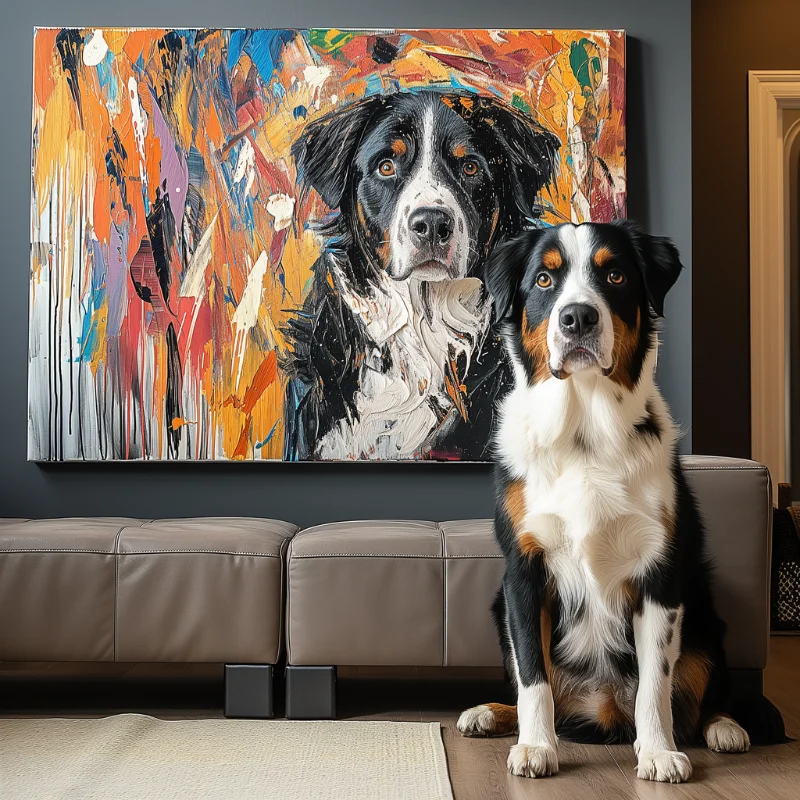 Custom Abstract Expressionism Pet Portrait Art Deco Wall Decor Style for Home or Office