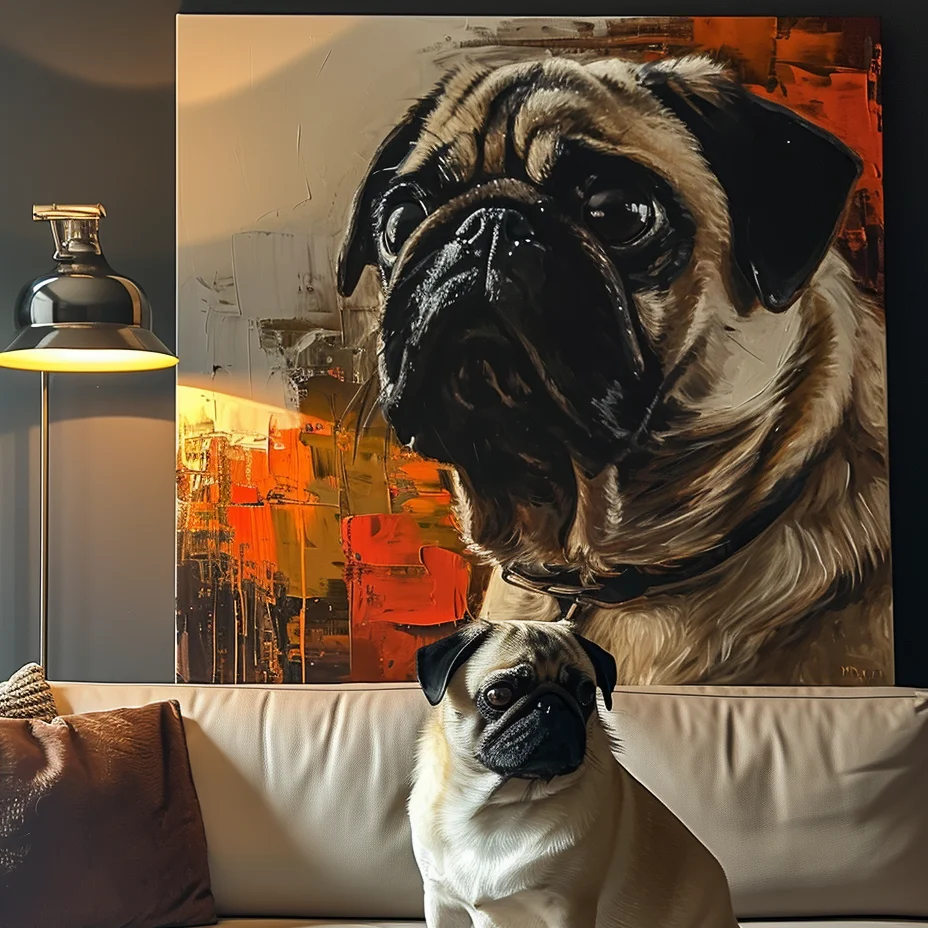 Custom Art Deco Pet Portrait Autumn and Rocks Texture Wall Art Decor