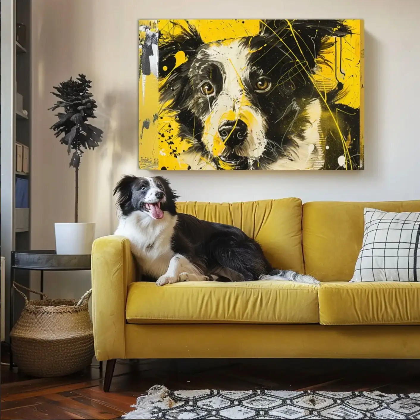 Custom Bubble Graffiti Pet Portrait Canvas Color-Optional Wall Art Decor with Art Deco Style