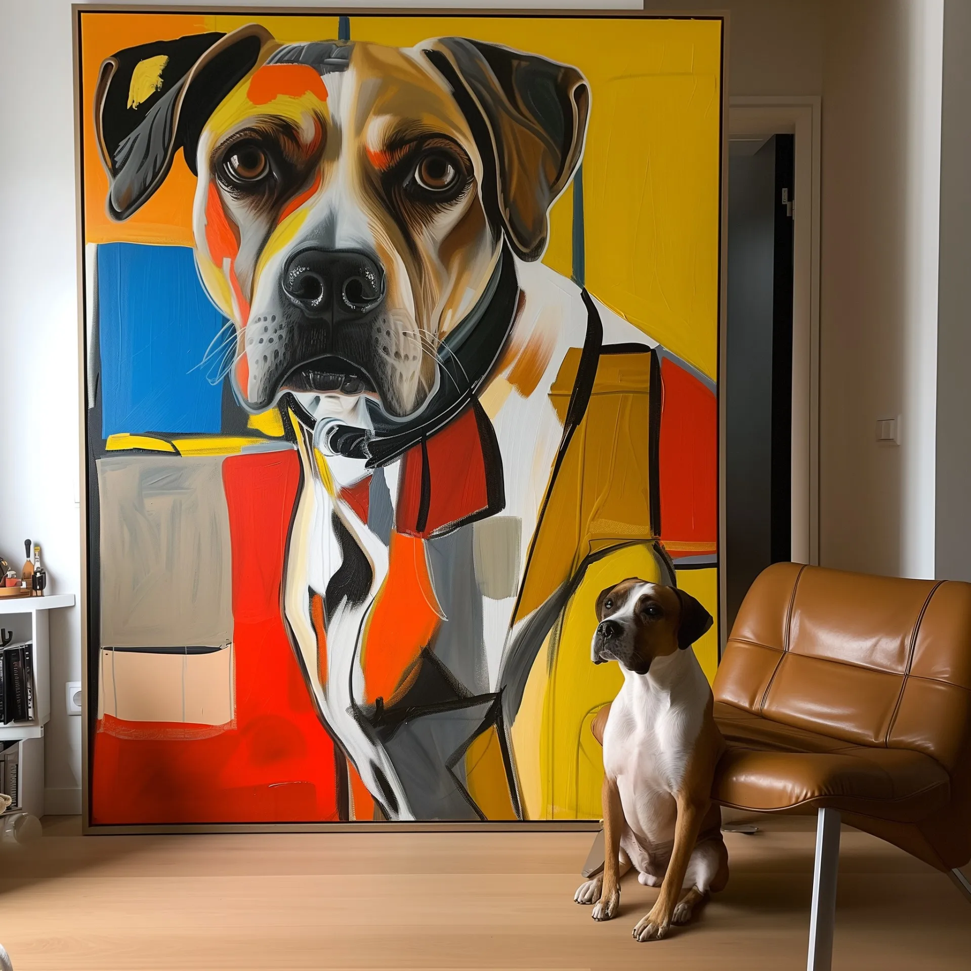Custom Art Deco Pet Portrait Color-Field Texture Wall Decor Modern Style Art Decor for Home or Office