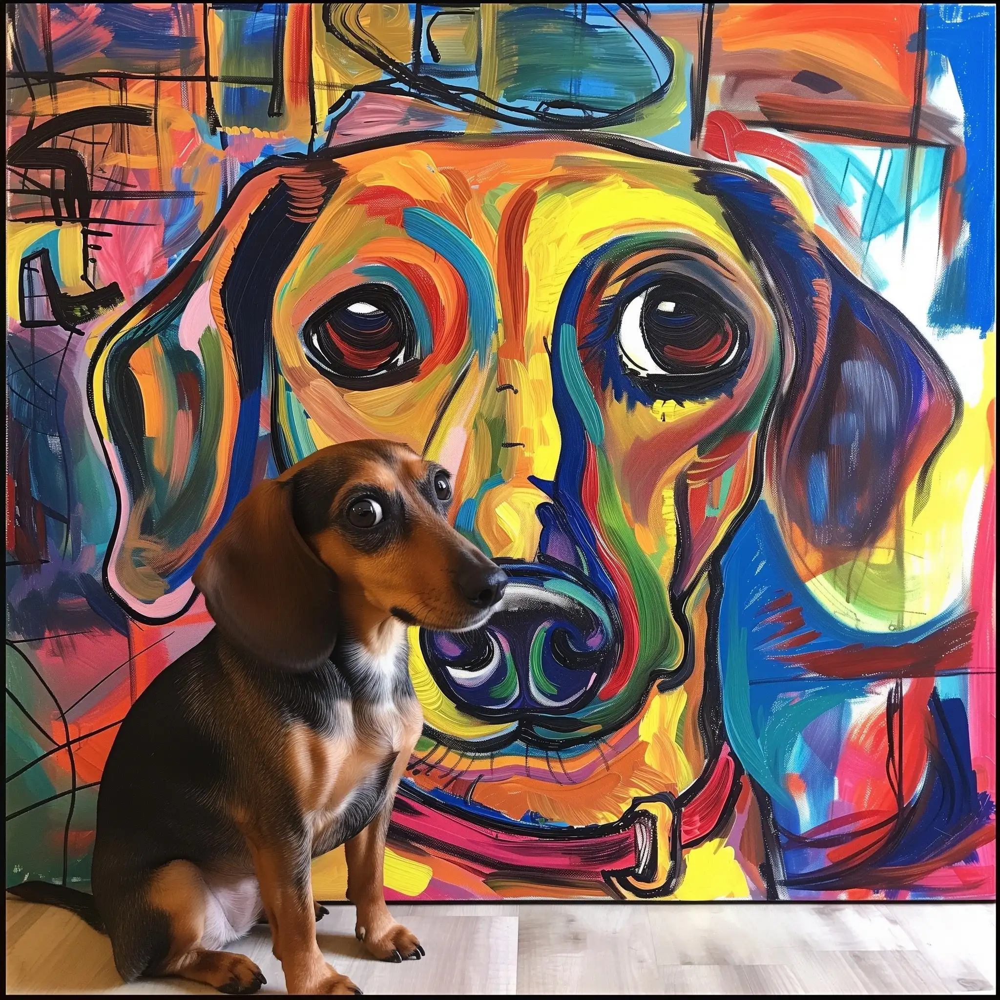 Custom Art Deco Pet Portrait Color-Field Texture Wall Decor Modern Style Art Decor for Home or Office
