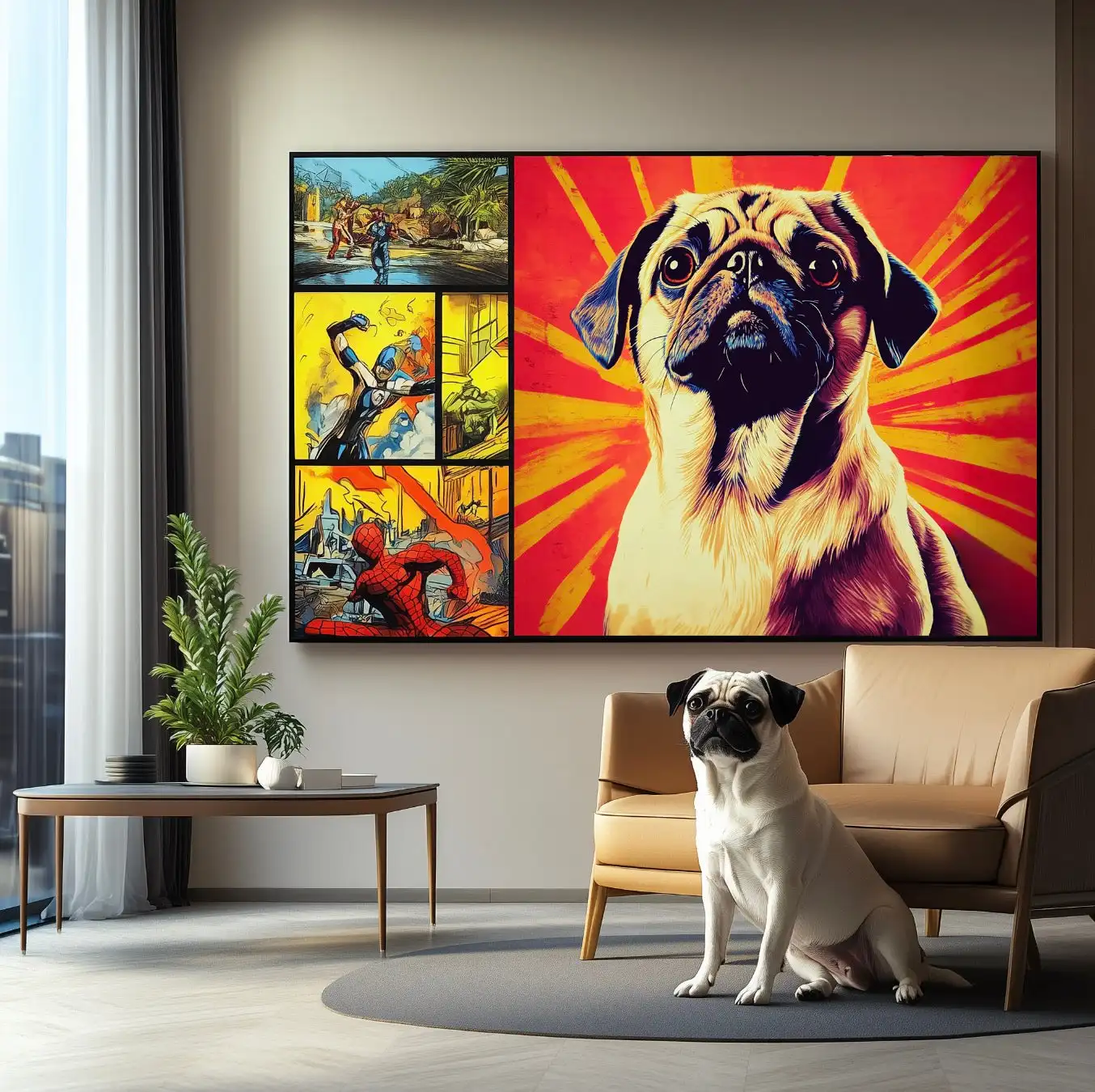 Custom Comic Art Texture Pet Portrait Art Deco Wall Decor for Home or Office