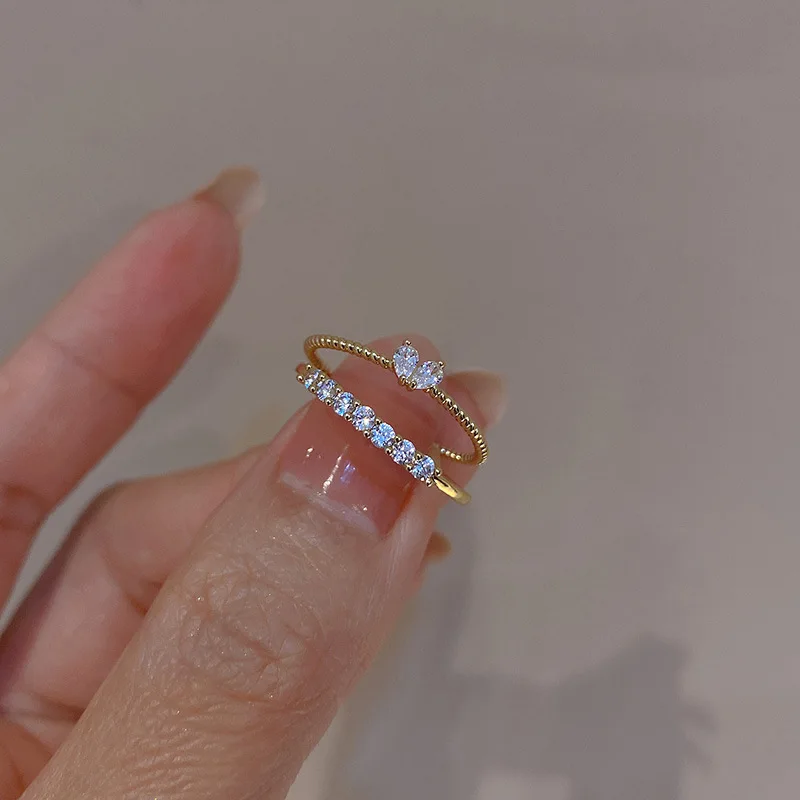 Luxury Heart-Shaped Rhinestone Joint Ring