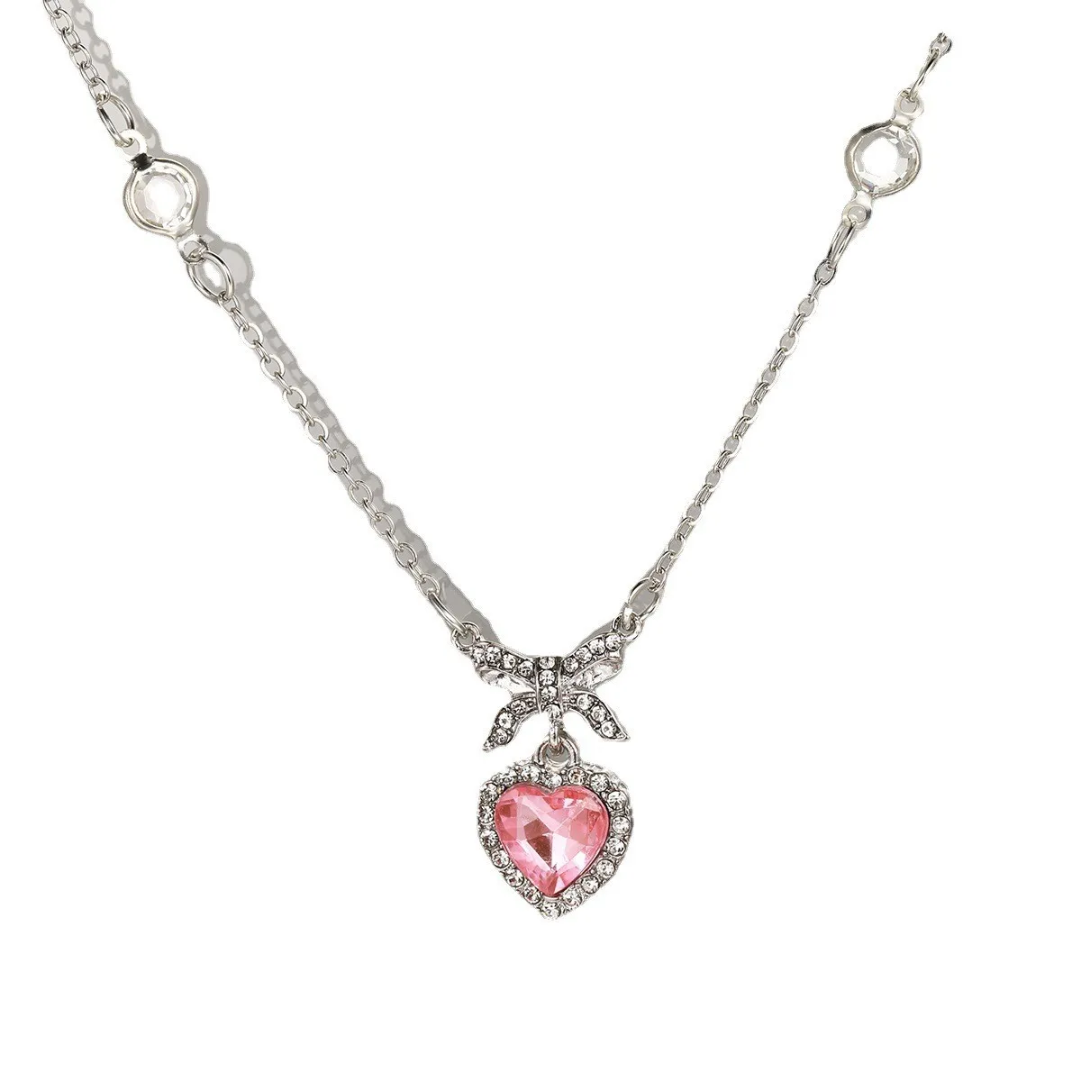 New Pink Girl Love Pearl Necklace Women's Light Luxury Niche Premium Plated Layered Chain Versatile and Sweet Clavicle Necklace