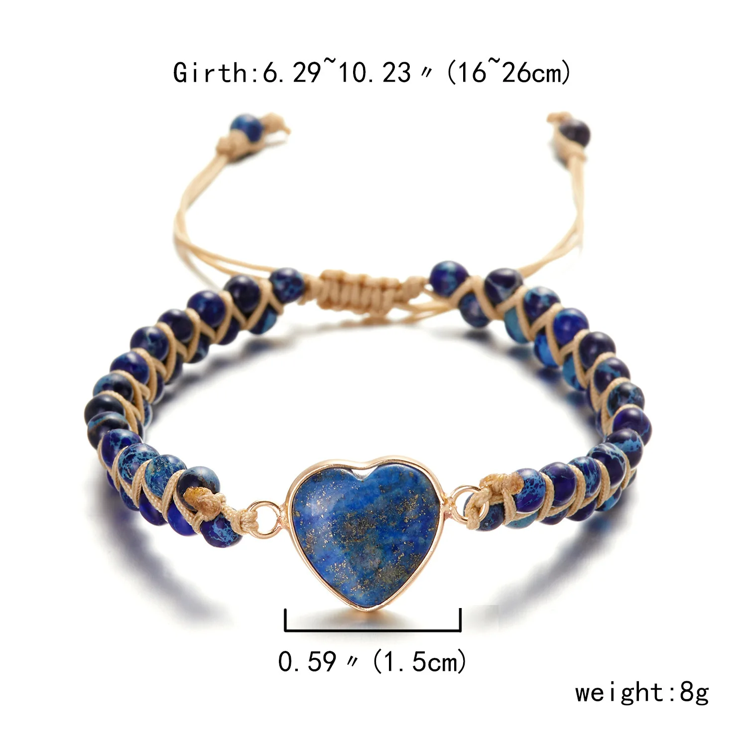 7 Chakra Natural Stone Bohemian Healing 4mm Stone Bead Wrapped Woven Double Layer Bracelet Women Heart Shape Jewelry Accessories