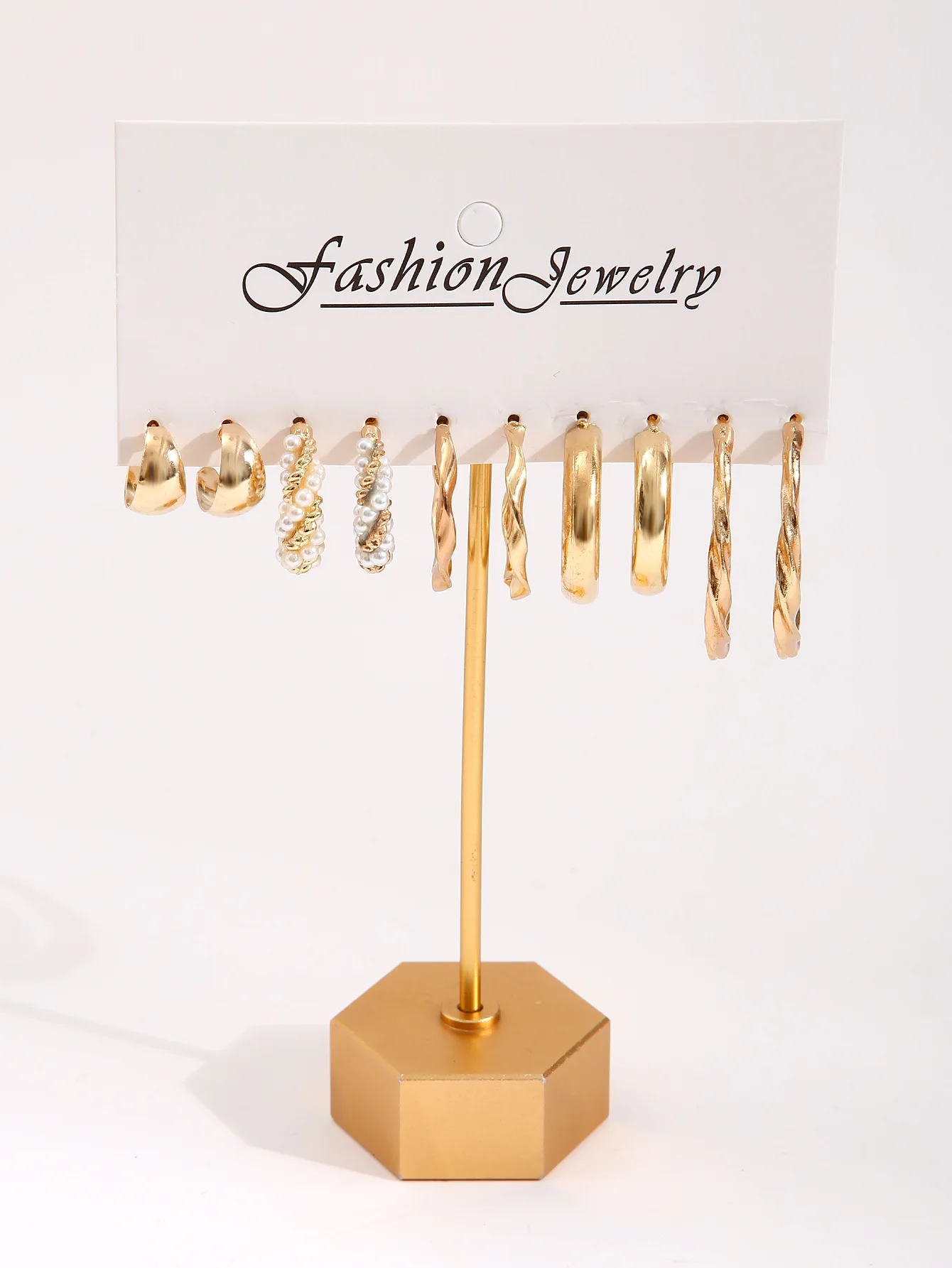 New Fashionable and Versatile High-end Metal Twist Chain Earring Set Creative and Simple Earring Floral Geometric Earrings