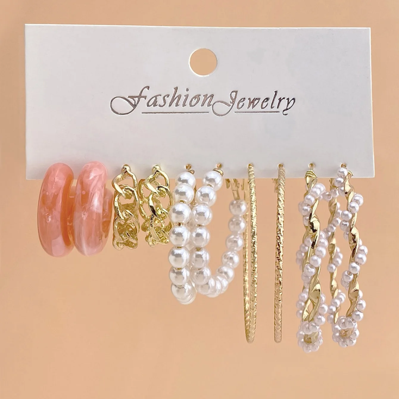 Vintage Geometric Gold Metal Earrings Set for Women Punk Pearl Dangle Drop Earrings 2021 Trend Set of Earrings Jewelry