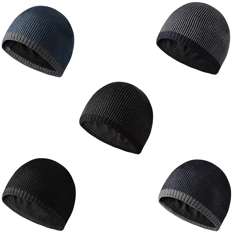 Autumn/Winter Men's Versatile Fleece Cycling Hat Windproof Ear Protection Fashionable Color-Block Design for Outdoor Sports