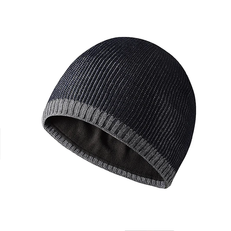 Autumn/Winter Men's Versatile Fleece Cycling Hat Windproof Ear Protection Fashionable Color-Block Design for Outdoor Sports