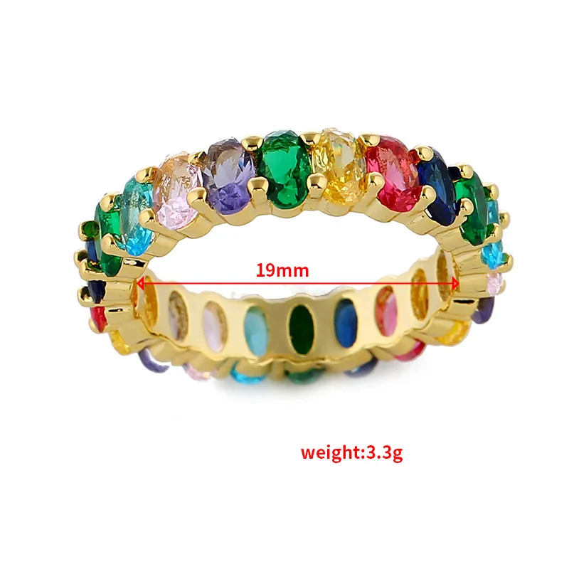 Europe-inspired Minimalist Gold Plated Double Layer Ring Women's Fashion Stainless Steel Jewelry Colorful Zircon Main Alloy