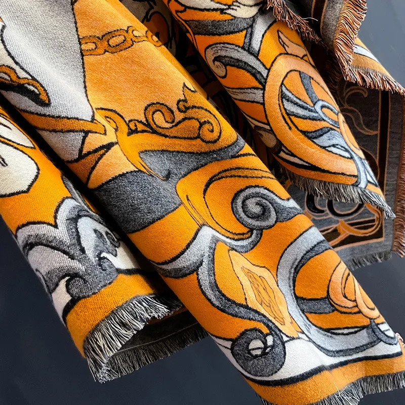 Vintage New 2024 Women's Printed Horse Square Shawl Cape Autumn Winter Thickened Warm Travel Blanket Air Conditioning Cover