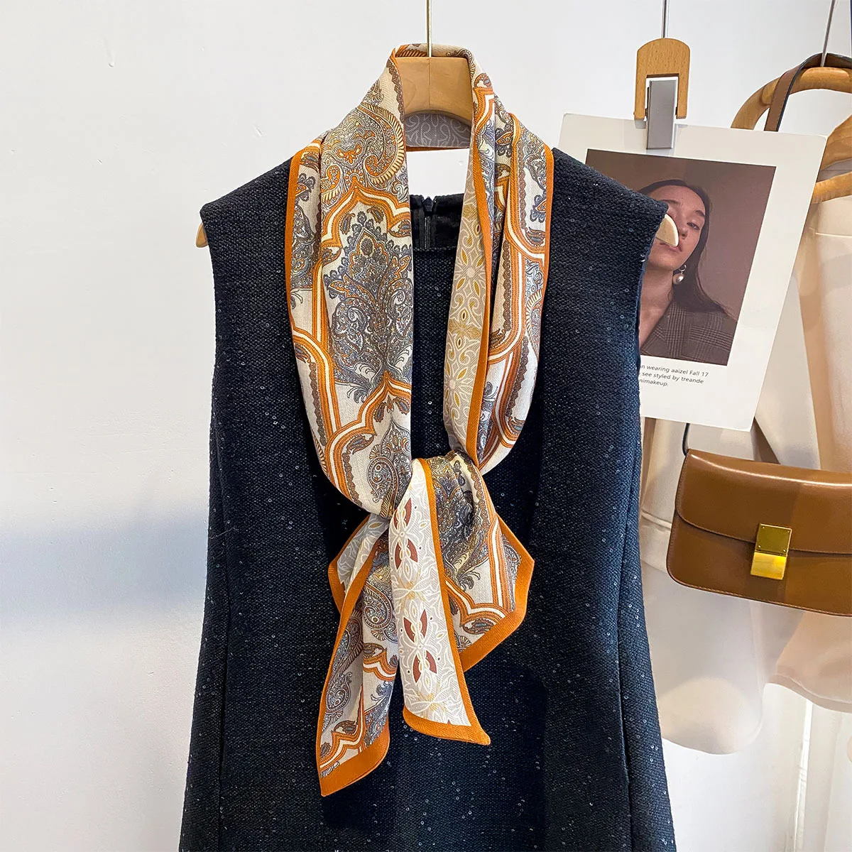 2025 Korean Version Double-layer Diagonal Long Scarf Neck protection Scarves Fashionable Long  Neck Scarf for Spring Summer