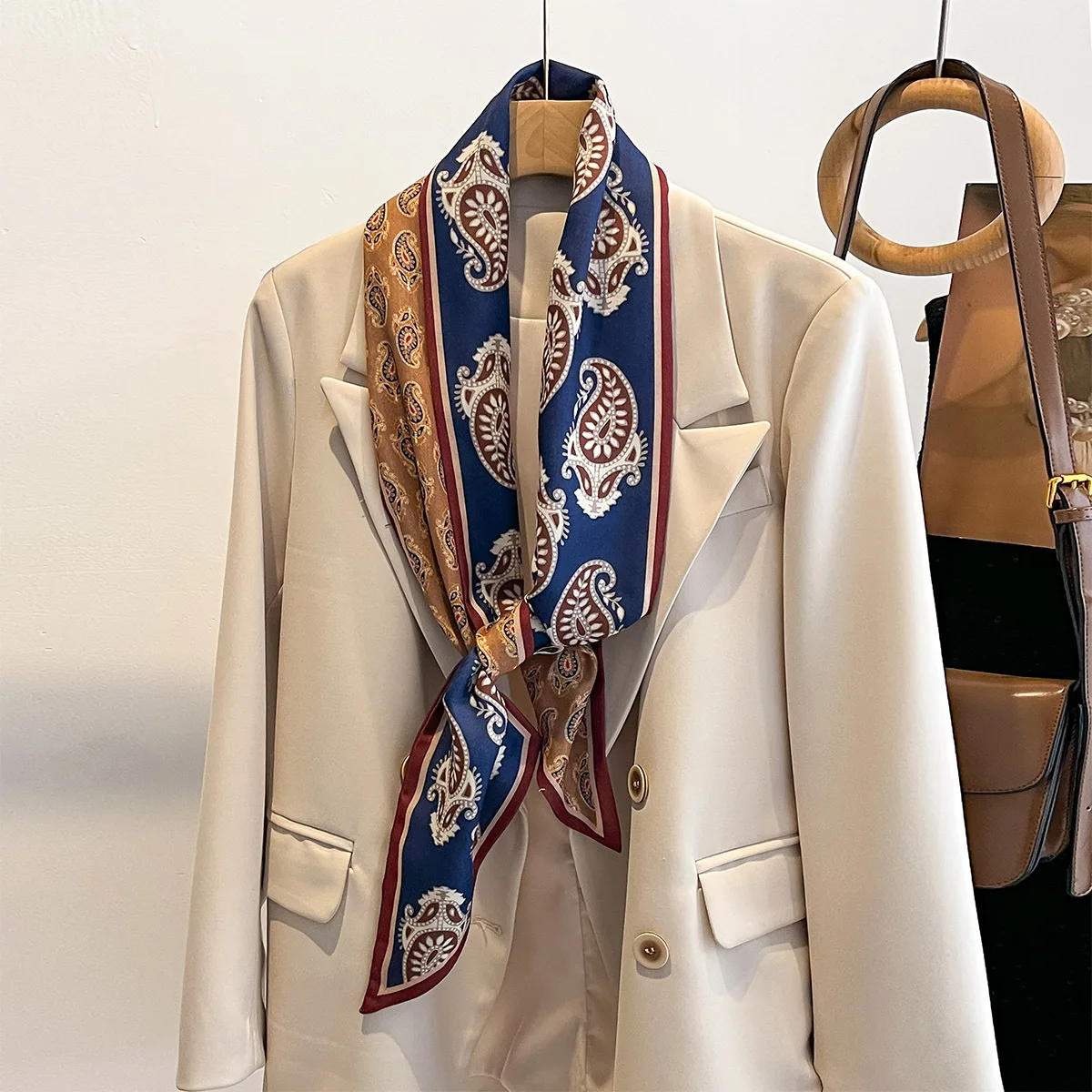 2025 Cashew Flower Headscarf Small Strip Scarf Shawl Women's Spring Summer Neck Circumference High Quality Thin Scarf with Suit
