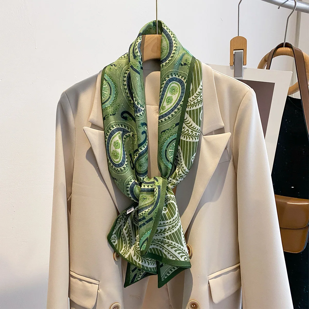 Versatile Cashew Slim Strip Narrow Scarf for Women Small Scarf Headband Tie Bag Spring Summer New Styles Fashion Neck Gaiters