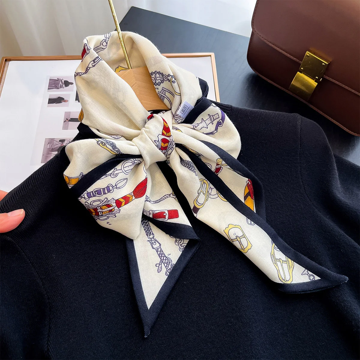 2025 Spring Summer New Style Double Layered Diagonal Scarf Series Neck Decoration Professional Scarf Premium Scarf Wholesale