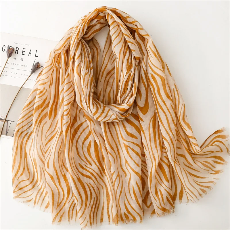 Spring Summer 180*90CM Soft Viscose Printed Shawls Bright Colors Arabic Scarfs for Muslim Women Vertical Striped Hijab Fashion