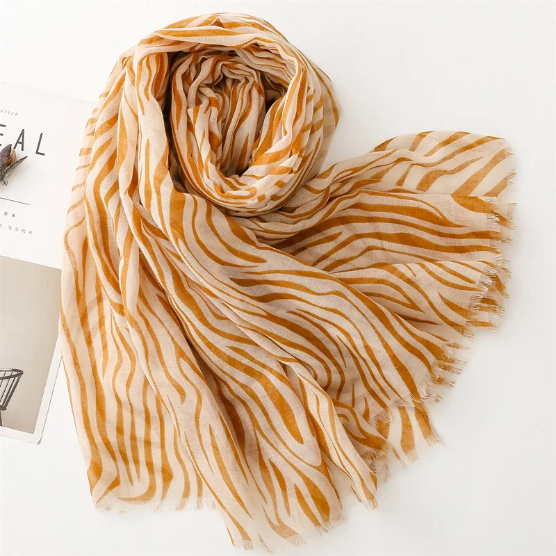 Spring Summer 180*90CM Soft Viscose Printed Shawls Bright Colors Arabic Scarfs for Muslim Women Vertical Striped Hijab Fashion