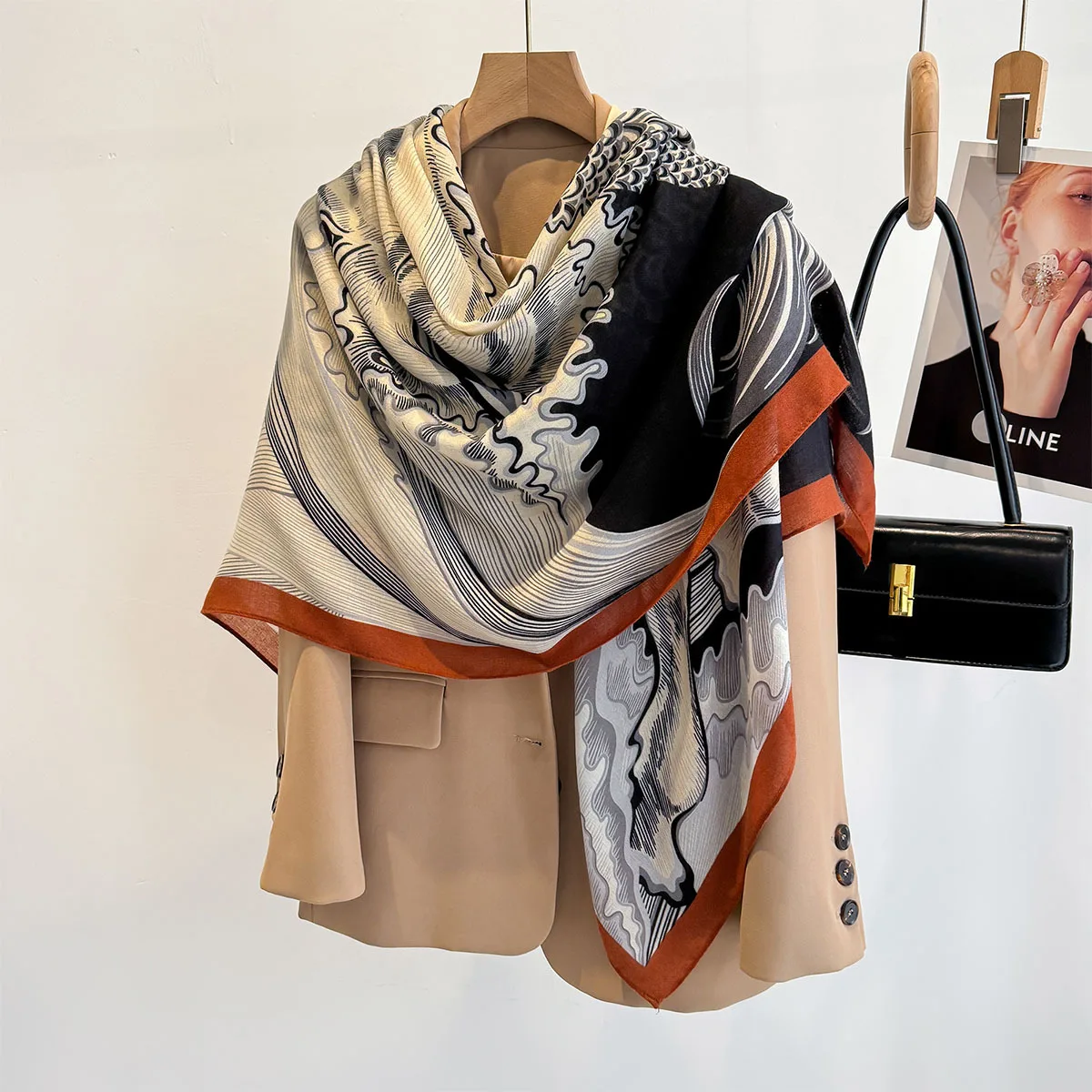 2025 New Luxury Fashion Designer Scarf Travel Shawls Flower Printed Viscose Square Scarf for Women Muslim Hijab Scarves