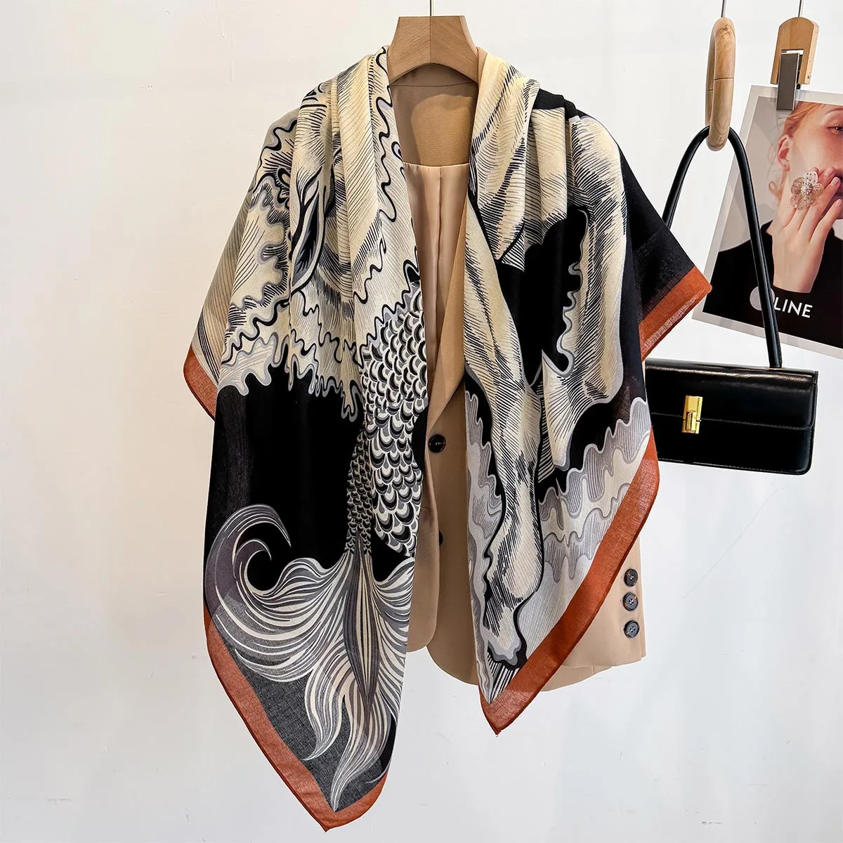 2025 New Luxury Fashion Designer Scarf Travel Shawls Flower Printed Viscose Square Scarf for Women Muslim Hijab Scarves