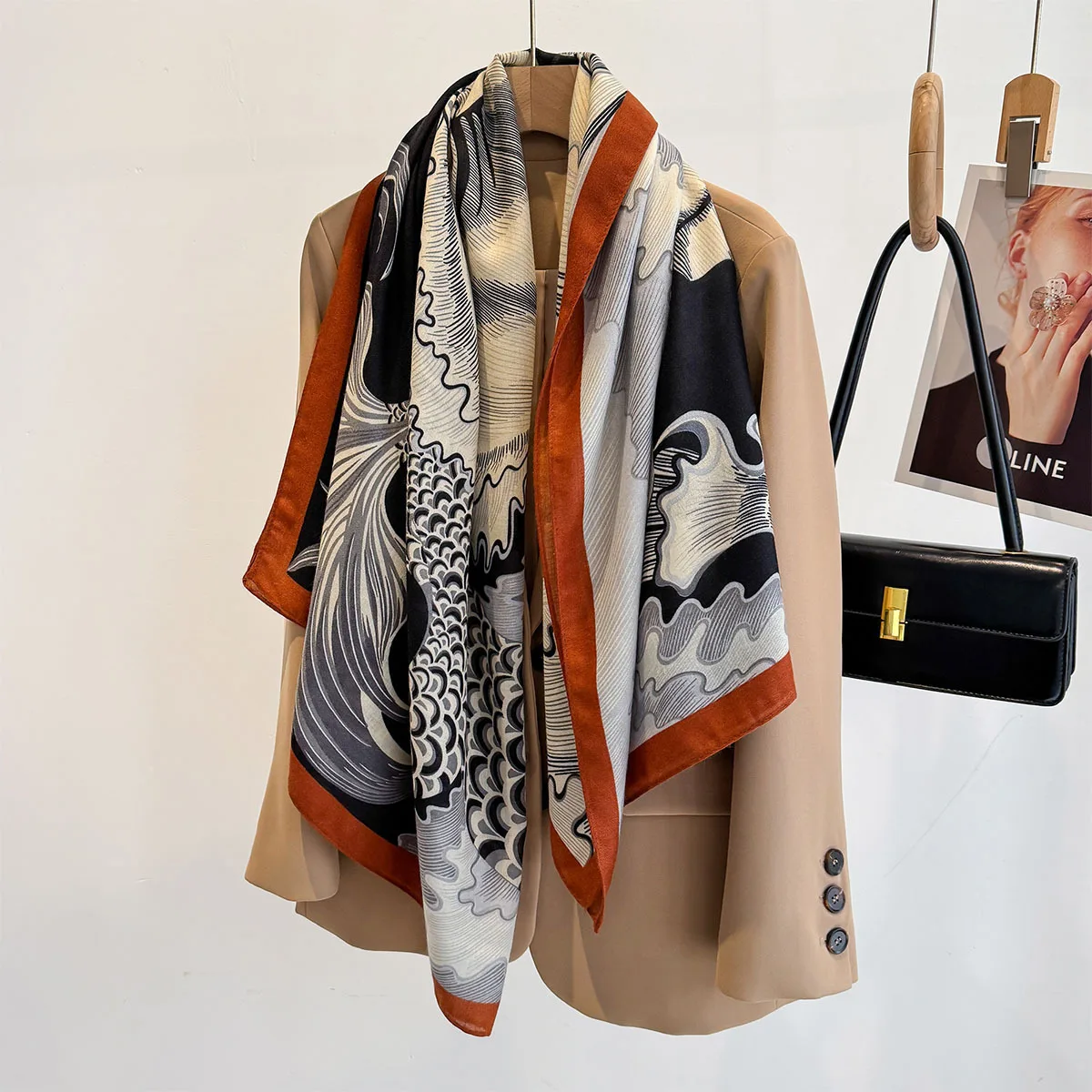 2025 New Luxury Fashion Designer Scarf Travel Shawls Flower Printed Viscose Square Scarf for Women Muslim Hijab Scarves