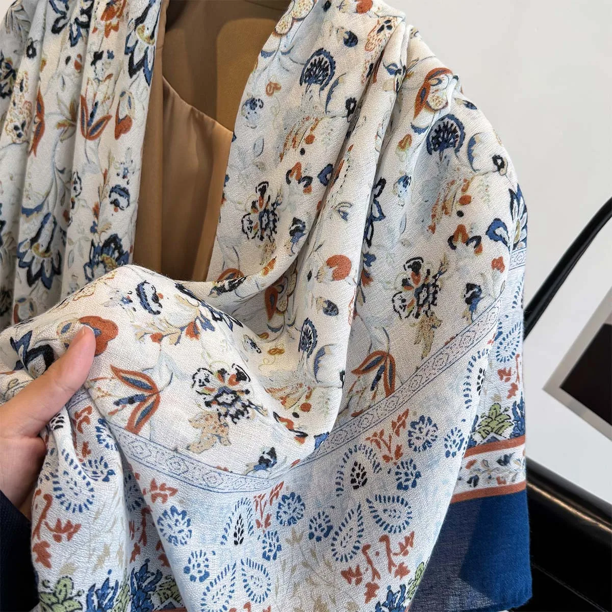 2025 Fashion Flower Printing Cotton feel Square Scarf New Design Muslim Women Viscose Soft summer Hijab Scarves Wholesale