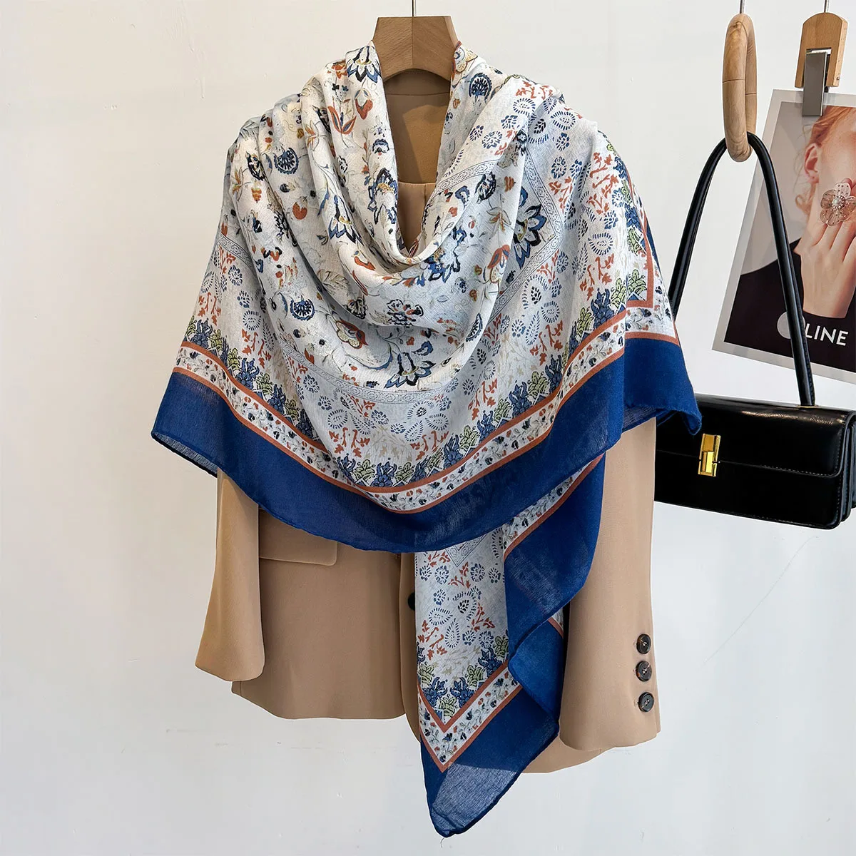 2025 Fashion Flower Printing Cotton feel Square Scarf New Design Muslim Women Viscose Soft summer Hijab Scarves Wholesale