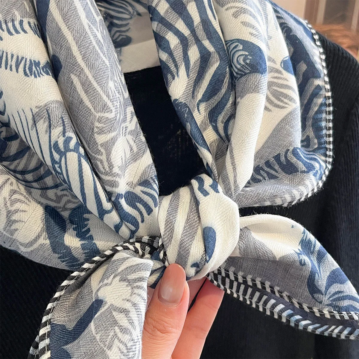 Spring Summer High Quality Imitation Silk square Scarves for Women zebra Printed  Hijabs for Women Custom Scarves