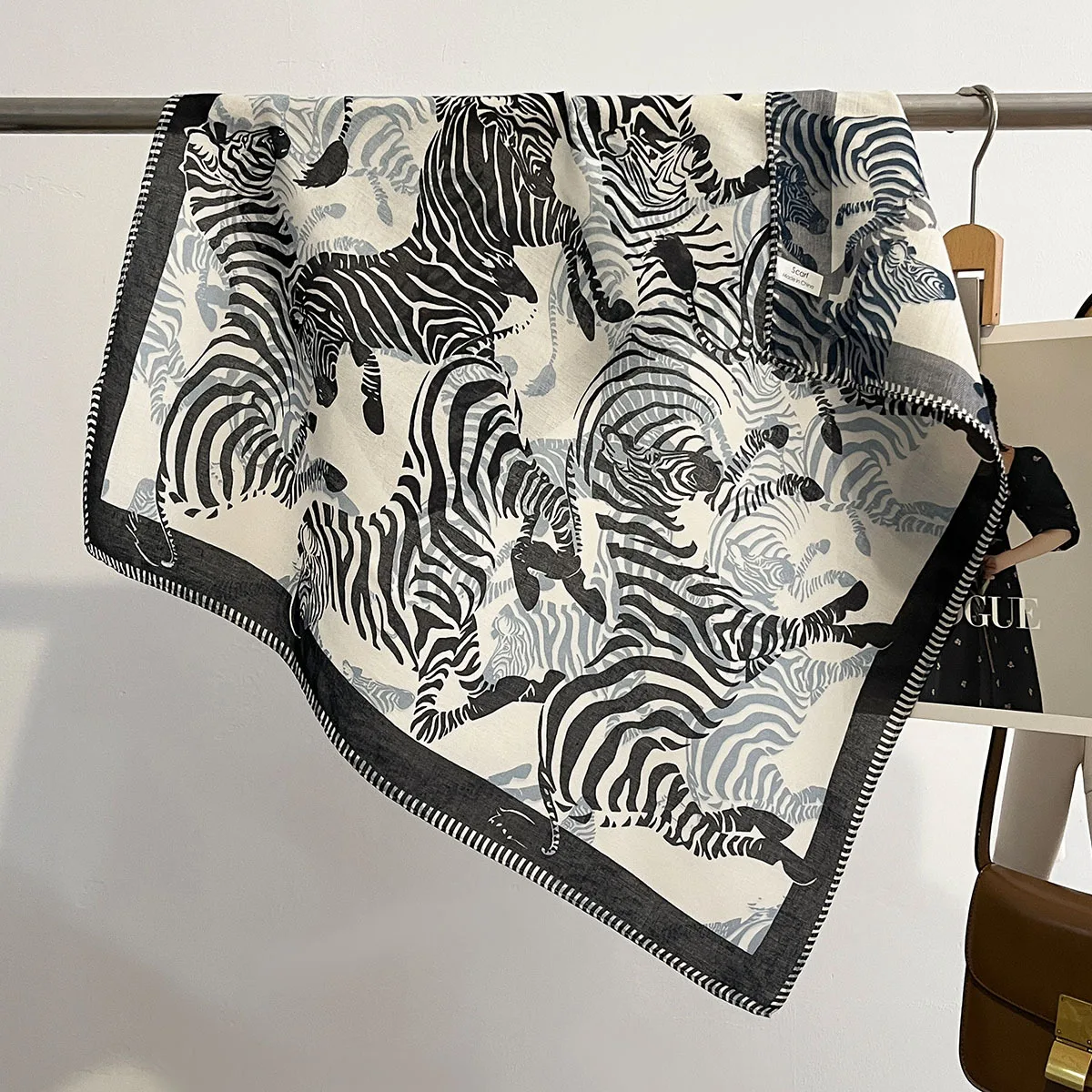 Spring Summer High Quality Imitation Silk square Scarves for Women zebra Printed  Hijabs for Women Custom Scarves
