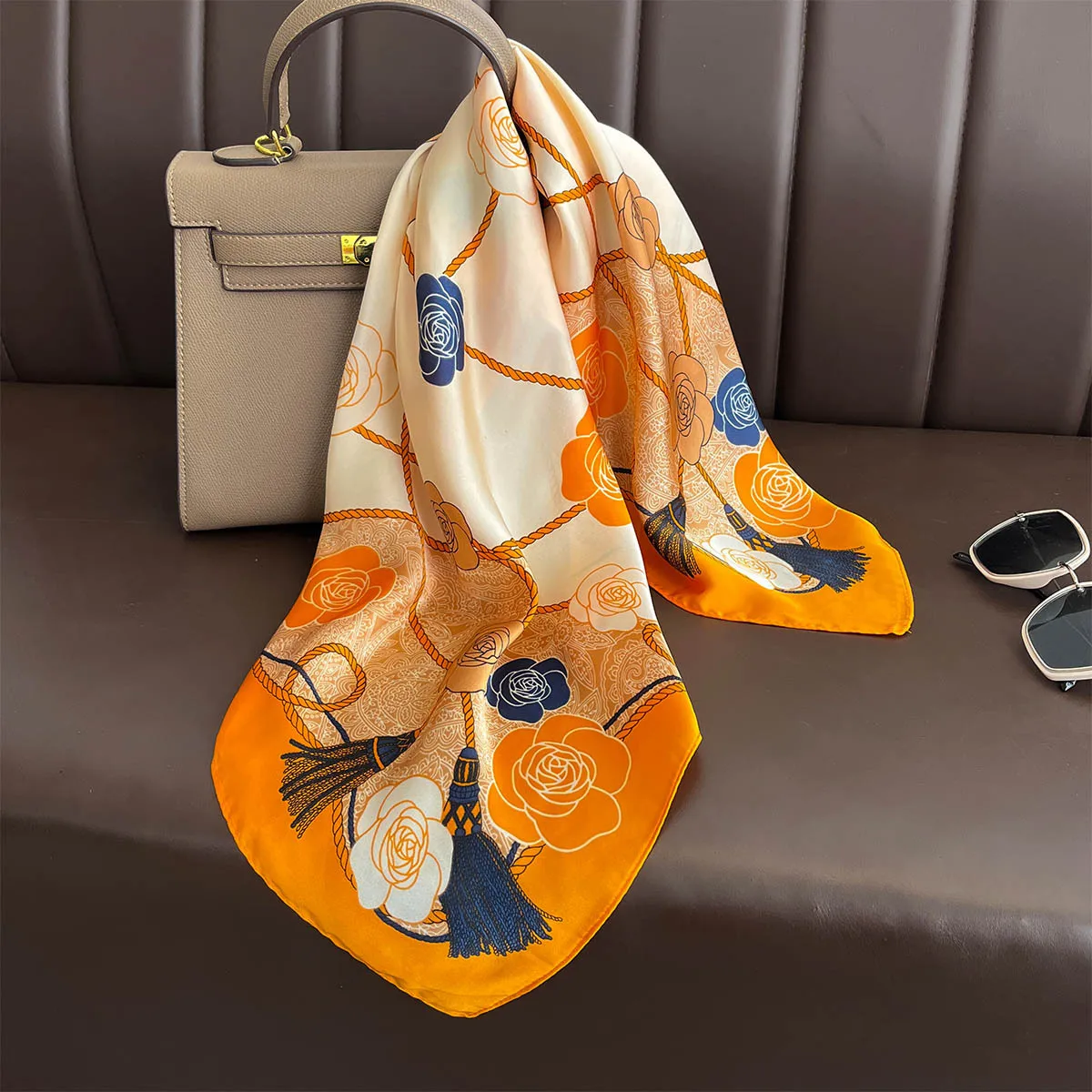 2025 Women's Summer Fashion muslim square hijab floral Printed pattern scarf for ladies custom headscarf