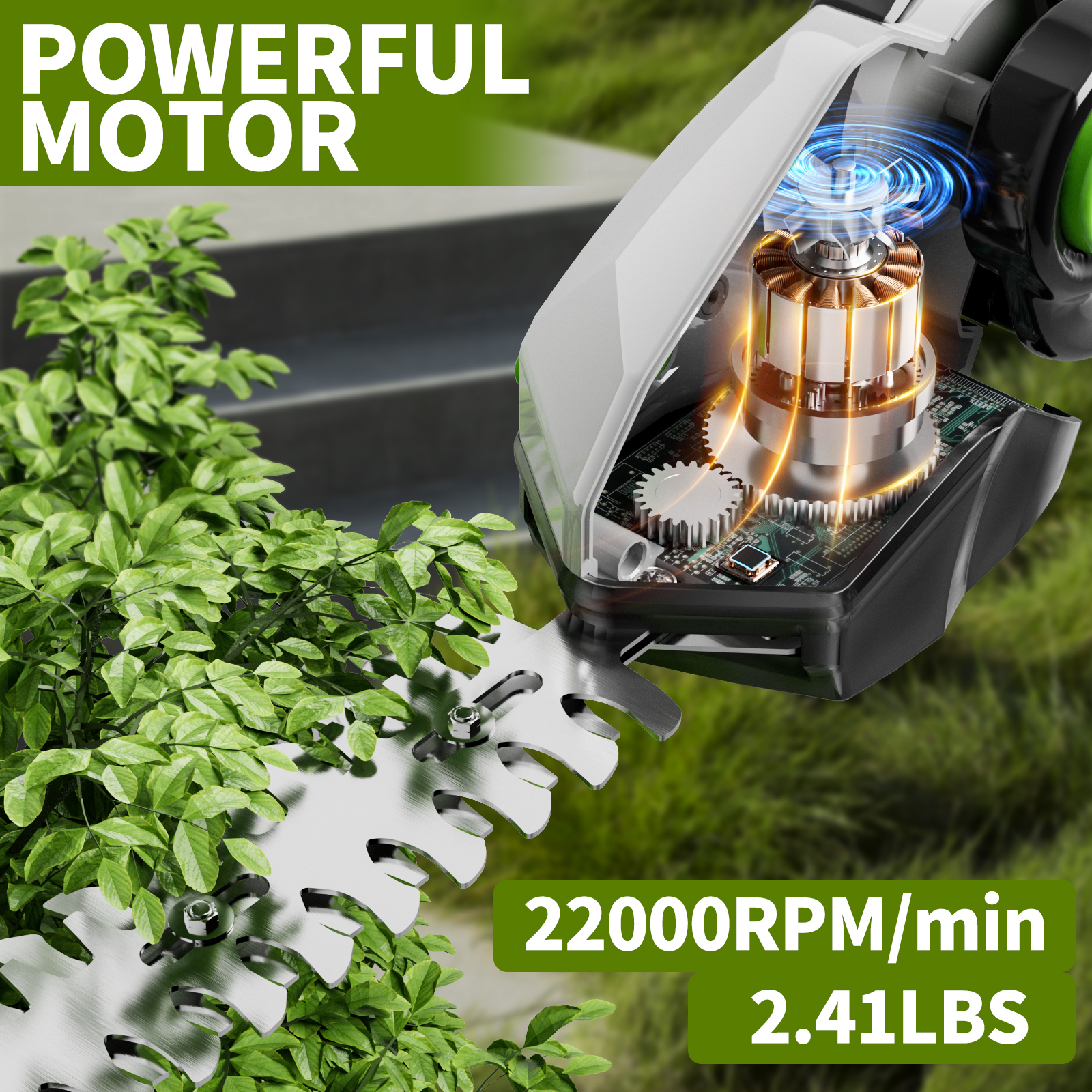 Cordless Hedge Trimmer ，2-in-1 Electric Handheld Grass Shear Cutter with 21V 2.0 Battery*2, Grass Bush Trimmer, Mini Bush Trimmer Kit for Garden,Yard and Lawn (Blue Hedge Trimmer+2 Batteries)