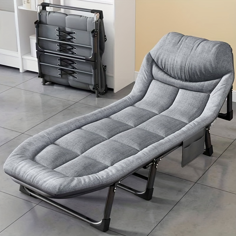 Lunch Break Folding Bed Office Single Bed Artifact Simple And Portable Hospital Escort Camp Bed Nap Bed With Mattress Adjustable Folding Chair 1pc