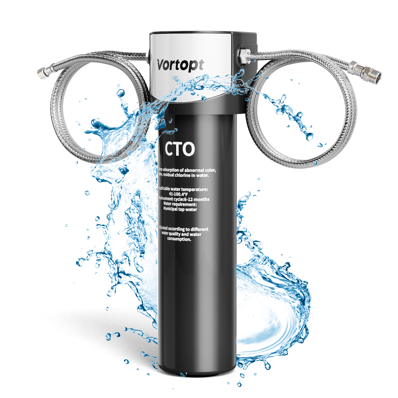 Vortopt Under Sink Water Filter System - 19K Gallons Q5-C2 NSF/ANSI 42 Certified Water Filtration, Reduces Lead, Chlorine, Bad Taste & Odor, Water Filter Under Sink