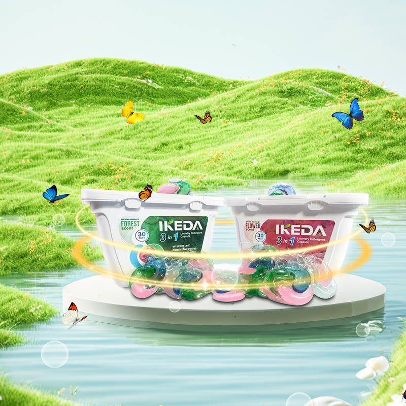 Ikeda Laundry Detergent Pods | 3 in 1 Aroma Enhance Forest/Flower Scent |Effective cleaning |Fragrance In Micro Capsule | 30Counts 10g Each Pod | 10.5 oz 1 PACK